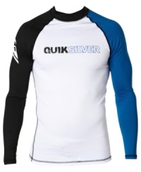 Look great as you protect your skin while engaged in watersports in this rashguard by Quicksilver. Look great as you protect your skin while engaged in watersports in this rashguard by Quicksilver.