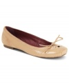 Contrasting fabrics on Kensie's Daphne ballet flats give this feminine style a trendy twist.