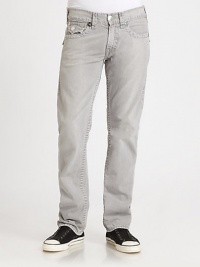 Clean, crisp wash shaped in rich cotton is defined by signature and stitching, rear flap pockets and button details.Five-pocket styleInseam, about 33CottonMachine washMade in USA Clean, crisp wash shaped in rich cotton is defined by signature and stitching, rear flap pockets and button details.Five-pocket styleInseam, about 33CottonMachine washMade in USA