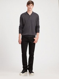 A coated black option that is the perfect alternative to the basic blues, shaped in a comfortable stretch cotton, for a polished, yet laid-back look.Five-pocket styleInseam, about 3398% cotton/2% elastaneMachine washMade in USA A coated black option that is the perfect alternative to the basic blues, shaped in a comfortable stretch cotton, for a polished, yet laid-back look.Five-pocket styleInseam, about 3398% cotton/2% elastaneMachine washMade in USA