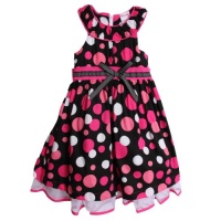 Nannette Girls 2-6X Dot Party Print Dress With Ribbon, Black, 6X Nannette Girls 2-6X Dot Party Print Dress With Ribbon, Black, 6X