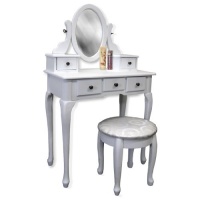 White Vanity Table Set Jewelry Armoire Makeup Desk Bench Drawer White Vanity Table Set Jewelry Armoire Makeup Desk Bench Drawer