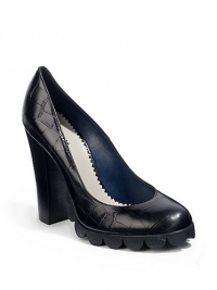 THE LOOKCroc-embossed leather upperBubbled rubber sole for added tractionPadded insoleStacked heel, 4¼ (110mm)Covered platform, ½ (15mm)Compares to a 3¾ heel (95mm)THE MATERIALLeather upperLeather liningRubber soleORIGINMade in Italy THE LOOKCroc-embossed leather upperBubbled rubber sole for added tractionPadded insoleStacked heel, 4¼ (110mm)Covered platform, ½ (15mm)Compares to a 3¾ heel (95mm)THE MATERIALLeather upperLeather liningRubber soleORIGINMade in Italy