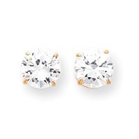 14K Yellow Gold 7mm 1 1/4ct CZ Earrings New in Gift Box 14K Yellow Gold 7mm 1 1/4ct CZ Earrings New in Gift Box
