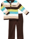 Carter's Boys Size 3-24 Months ''Little Man'' Striped Microfleece Pant Set (24 Months, Multi)