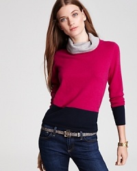 Bold, searing shades glow atop this cashmere Magaschoni turtleneck for a vivid addition to your knitwear collection. For a standout look, pair with colored denim and move vibrantly throughout your day. Bold, searing shades glow atop this cashmere Magaschoni turtleneck for a vivid addition to your knitwear collection. For a standout look, pair with colored denim and move vibrantly throughout your day.
