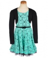 Beautees Poppy Lace 2-Piece Dress Set (Sizes 7 - 16) - mint/black, 7