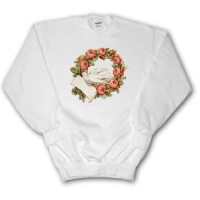 Vintage Lovely White Dove And Pink Rose Wreath - Youth SweatShirt Med(10-12) Vintage Lovely White Dove And Pink Rose Wreath - Youth SweatShirt Med(10-12)