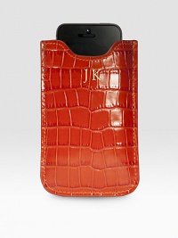 Surround and protect your iPhone 5 with the richness of fine, handcrafted crocodile-embossed leather in an elegant, understated case that's sized for a perfect fit.Can also accommodate many other smart phone modelsCalfskin3.5H X 5.5HMade in USA Surround and protect your iPhone 5 with the richness of fine, handcrafted crocodile-embossed leather in an elegant, understated case that's sized for a perfect fit.Can also accommodate many other smart phone modelsCalfskin3.5H X 5.5HMade in USA