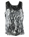 AK Anne Klein Women's Animal Printed Sleeveless Blouse