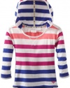 Roxy Kids Girls 2-6X Orchid Long Sleeve Hooded Top, Bubble Gum Stripe, Medium