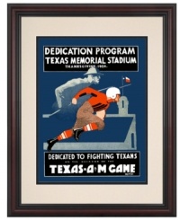 Commemorate the first showdown at Texas Memorial Stadium with this historic program cover reproduction. On Thanksgiving 1924, the Longhorns delivered a big win on their new home turf against Texas A&M. A great gift for college football fans! Commemorate the first showdown at Texas Memorial Stadium with this historic program cover reproduction. On Thanksgiving 1924, the Longhorns delivered a big win on their new home turf against Texas A&M. A great gift for college football fans!