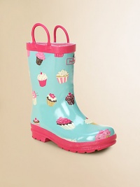 She'll love stomping in puddles when she pulls on these adorable rubber boots with a soft jersey lining, colorful cupcakes and handles for easy on and off.Rubber upperCotton liningRubber soleImported She'll love stomping in puddles when she pulls on these adorable rubber boots with a soft jersey lining, colorful cupcakes and handles for easy on and off.Rubber upperCotton liningRubber soleImported