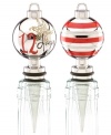 Let the countdown begin. Whimsical Lenox bottle stoppers featuring festive stripes and snowflakes on silvertone metal bring new joy to all 12 days of Christmas. A great stocking stuffer!