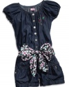 GUESS Kids Girls Little Girl Romper with Sash, INDIGO (4)