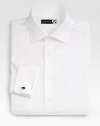 EXCLUSIVELY OURS. Essential style that works every day, woven in crisp, classic-fitting cotton twill with a spread collar. French cuffs Cotton; machine wash Made in Italy Additional Information Men's Dress Shirts & Sportshirts - Neck Sizing (European Equivalents) 