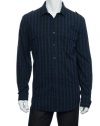 American Rag Men's Blue Vertical Striped Button Down Shirt