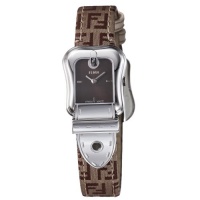 Fendi B. Fendi Ladies Brown Fabric Leather Strap Buckle Shaped Watch F370222F Fendi B. Fendi Ladies Brown Fabric Leather Strap Buckle Shaped Watch F370222F