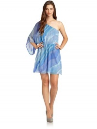 THE LOOKAllover abstract printDraped sleeveElastic waistPullover styleTHE FITAbout 33 from shoulder to hemTHE MATERIALSilkCARE & ORIGINDry cleanImportedModel shown is 5'10 (177cm) wearing US size Small. THE LOOKAllover abstract printDraped sleeveElastic waistPullover styleTHE FITAbout 33 from shoulder to hemTHE MATERIALSilkCARE & ORIGINDry cleanImportedModel shown is 5'10 (177cm) wearing US size Small.