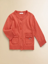 A classic knit with signature Chloe style, made from a luxurious combination of cotton and cashmere. Round neckLong sleevesButton frontCable-knit-trimLogo detail on pocketRibbed trim85% cotton/15% cashmereDry cleanImported A classic knit with signature Chloe style, made from a luxurious combination of cotton and cashmere. Round neckLong sleevesButton frontCable-knit-trimLogo detail on pocketRibbed trim85% cotton/15% cashmereDry cleanImported