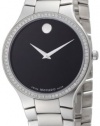 Movado Men's 0606384 Serio Stainless-Steel and Diamond Black Round Dial Watch