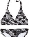 Roxy Kids Girls 7-16 70's Halter Set, Black And White Stripe, 10