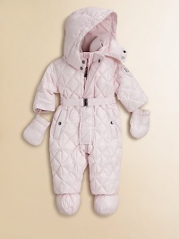Warm and cuddly puffer classic updated with diamond quilting and a luxe fur accent.Snap-off hood with removable fur trimThroat tabs with snapsStand collarQuilted alloverConcealed zip and snap frontLong sleeves with attached mittensBelted waistDual snap slash pocketsFully linedShell: polyamideFill: goose downTrim: dyed Asiatic raccoon furDry cleanImportedFur origin: Finland Please note: Number of snaps may vary depending on size Warm and cuddly puffer classic updated with diamond quilting and a luxe fur accent.Snap-off hood with removable fur trimThroat tabs with snapsStand collarQuilted alloverConcealed zip and snap frontLong sleeves with attached mittensBelted waistDual snap slash pocketsFully linedShell: polyamideFill: goose downTrim: dyed Asiatic raccoon furDry cleanImportedFur origin: Finland Please note: Number of snaps may vary depending on size