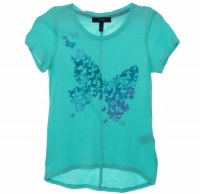 Jessica Simpson Butterfly Short Sleeve Shirt Blue Light L Jessica Simpson Butterfly Short Sleeve Shirt Blue Light L
