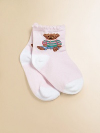 Comfortable cotton, accented with a sweet intarsia-knit teddy bear motif.Scalloped cuffs82% cotton/17% nylon/1% spandexMachine washImported Comfortable cotton, accented with a sweet intarsia-knit teddy bear motif.Scalloped cuffs82% cotton/17% nylon/1% spandexMachine washImported