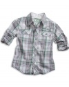 GUESS Kids Boys Big Boy Vagrant Plaid Shirt, PLAID (8/10)