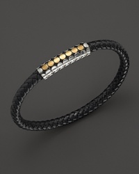 John Hardy Men's Dot 18K Gold and Sterling Silver Black Leather Bracelet John Hardy Men's Dot 18K Gold and Sterling Silver Black Leather Bracelet