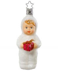 Get wrapped up in the spirit of giving! This precious Inge-Glas ornament is mouth-blown and hand-painted for a look of expert craftsmanship. Get wrapped up in the spirit of giving! This precious Inge-Glas ornament is mouth-blown and hand-painted for a look of expert craftsmanship.