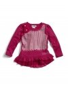 GUESS Kids Girls Top With Sequins, DARK PINK (3T)