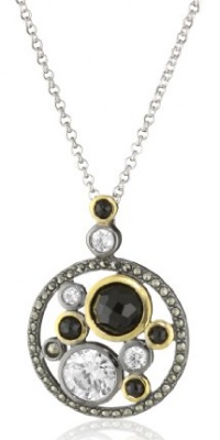 Judith Jack Midnight Sterling Silver-Gold Plate Multi-Stone Pendant Necklace