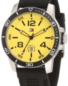 Tommy Hilfiger Men's  1790857 Yellow Dial  Black Silicone Strap Watch