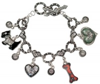 Puppy Love Designer Inspired Fashion Cute Scottie Dog Themed Multi Charm Bracelet with Hearts, Crystals, Pink Bone Silver Toggle Bracelet Puppy Love Designer Inspired Fashion Cute Scottie Dog Themed Multi Charm Bracelet with Hearts, Crystals, Pink Bone Silver Toggle Bracelet