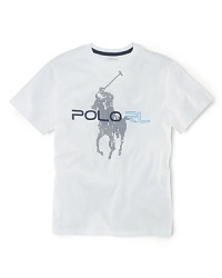 Accented with a bold, sporty graphic, an active tee is crafted from cotton jersey for breathability and easy movement during athletic endeavors. Accented with a bold, sporty graphic, an active tee is crafted from cotton jersey for breathability and easy movement during athletic endeavors.