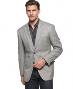 Give your dress look an extra layer of distinction with this handsome houndstooth blazer from Tasso Elba.