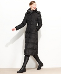 London Fog goes long with a maxi-length puffer trimmed with luxurious faux fur. Wear it with the detachable hood for extra protection against the elements! London Fog goes long with a maxi-length puffer trimmed with luxurious faux fur. Wear it with the detachable hood for extra protection against the elements!