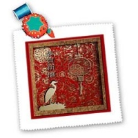 Crane and Lantern, Happy Chinese New Year in Chinese - 14x14 Quilt Square Crane and Lantern, Happy Chinese New Year in Chinese - 14x14 Quilt Square