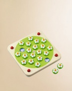 Like many of the world's best games, this one has simple rules: there is a board of daisies and the object is to win as many as possible. Each player takes turns pulling up pairs of daisies. If what is under the daisies matches, the player keeps them; if not, they're returned to the board. As play continues, the choices become less random and players try to remember what is under the daisies already played.