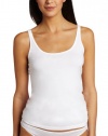 Hanro Women's Cotton Superior Narrow Strap Tank Top, White, Medium