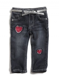GUESS Kids Girls Skinny Jeans With Bow Belt, MEDIUM STONE (18M) GUESS Kids Girls Skinny Jeans With Bow Belt, MEDIUM STONE (18M)