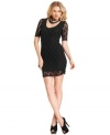 Sheer lace makes this GUESS mini dress a super sultry pick for standout soiree style -- pair it with sparkly extras!