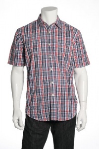 Club Room Plaid Red, White and Blue Button Down Shirt