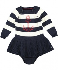 Nautica Sportswear Kids Baby-girls Infant Long Sleeve Striped Sweater Dress