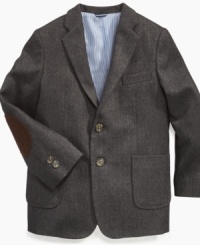 This adorable elbow-patched blazer by Tommy Hilfiger will have him looking like the head professor of playtime. This adorable elbow-patched blazer by Tommy Hilfiger will have him looking like the head professor of playtime.