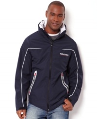 It's all about the layers this fall. This sporty windbreaker from Nautica keeps you looking cool but feeling warm all season long. It's all about the layers this fall. This sporty windbreaker from Nautica keeps you looking cool but feeling warm all season long.