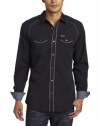 Marc Ecko Cut & Sew Men's Long Sleeve Stripe Chambray Shirt