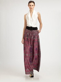 This flowing silk style is patterned with a tribal-inspired scarf print.Self waistbandDarts at hipConcealed side zipInseam, about 35Dry cleanMade in FranceModel shown is 5'11 (180cm) wearing US size 4.OUR FIT MODEL RECOMMENDS ordering true size. This flowing silk style is patterned with a tribal-inspired scarf print.Self waistbandDarts at hipConcealed side zipInseam, about 35Dry cleanMade in FranceModel shown is 5'11 (180cm) wearing US size 4.OUR FIT MODEL RECOMMENDS ordering true size.